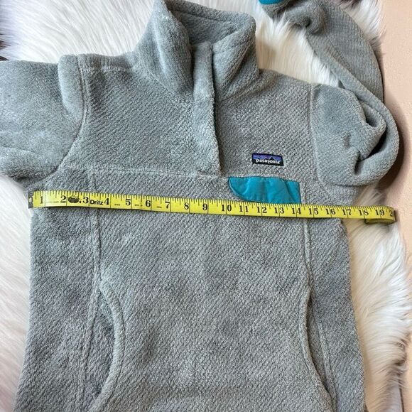 Patagonia Re-Tool Snap T Fleece Pullover Gray Teal Quarter Snap Kangaroo Pocket - Picture 7 of 13